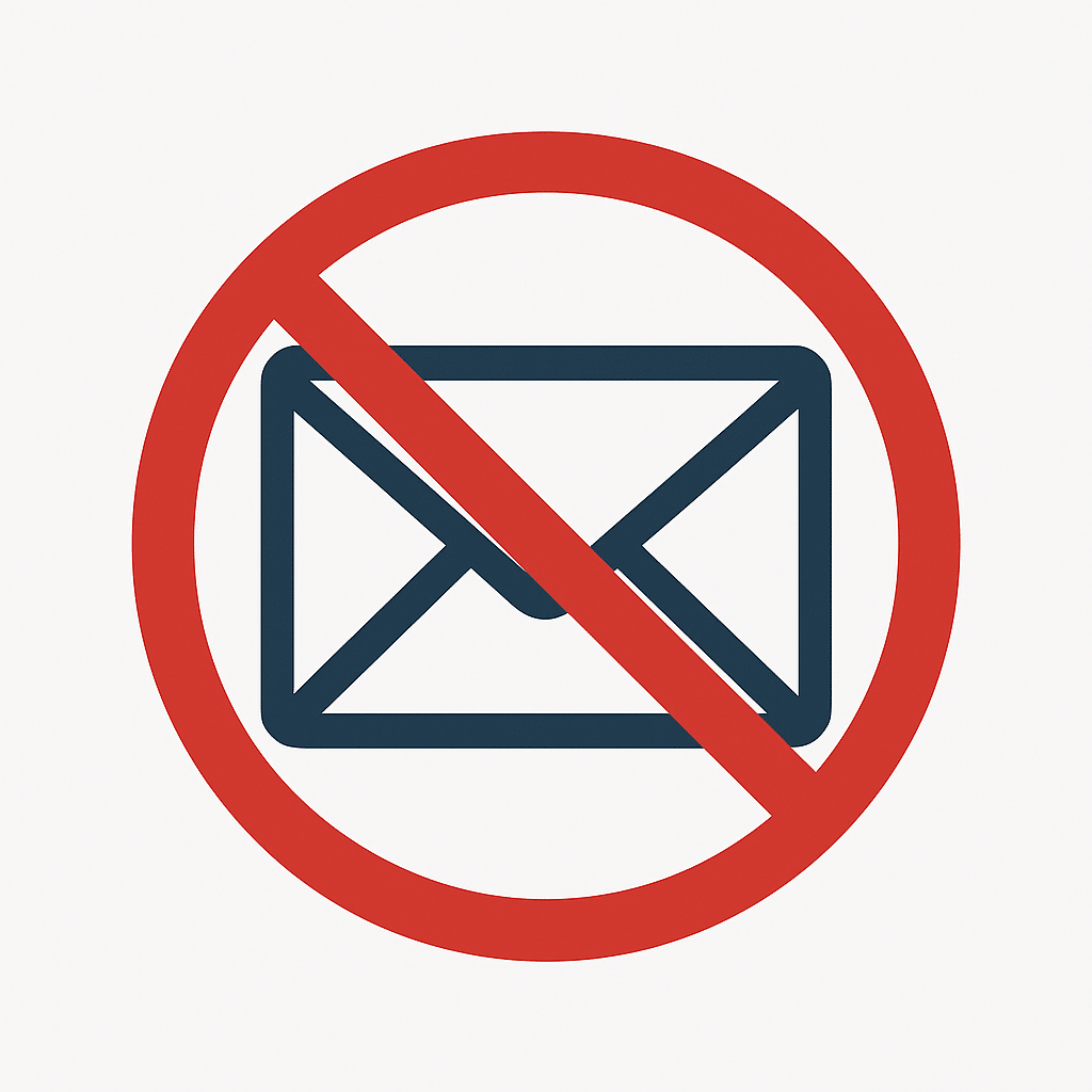 alt="Icône d’enveloppe barrée symbolisant un email bloqué ou non délivré"